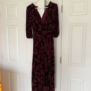 Calvin Klein Burgundy Floral Long Sleeve Dress